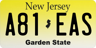 NJ license plate A81EAS