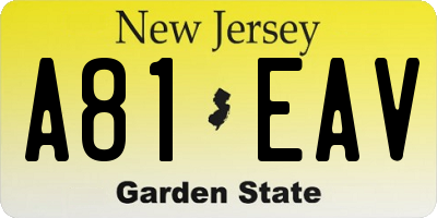 NJ license plate A81EAV