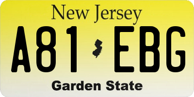 NJ license plate A81EBG