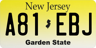 NJ license plate A81EBJ