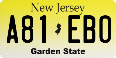 NJ license plate A81EBO