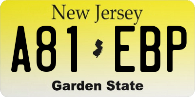 NJ license plate A81EBP