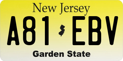 NJ license plate A81EBV