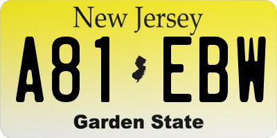 NJ license plate A81EBW