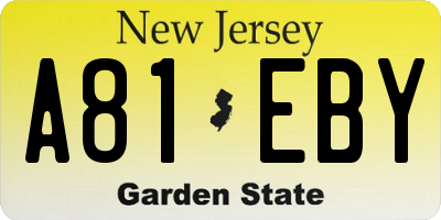 NJ license plate A81EBY