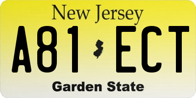 NJ license plate A81ECT