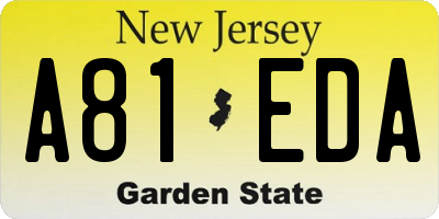 NJ license plate A81EDA