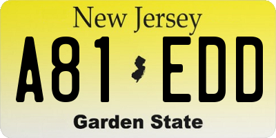 NJ license plate A81EDD
