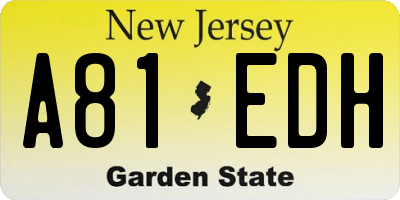 NJ license plate A81EDH
