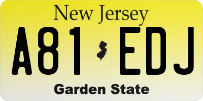 NJ license plate A81EDJ