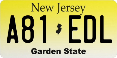 NJ license plate A81EDL