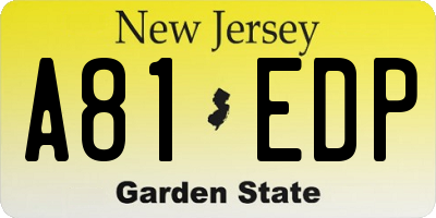 NJ license plate A81EDP