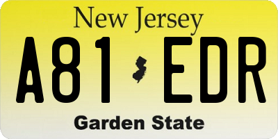 NJ license plate A81EDR