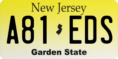 NJ license plate A81EDS