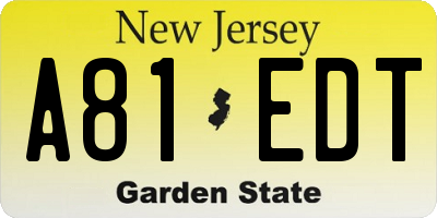 NJ license plate A81EDT