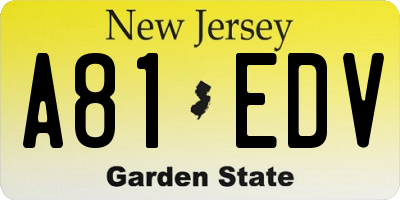 NJ license plate A81EDV