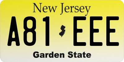 NJ license plate A81EEE