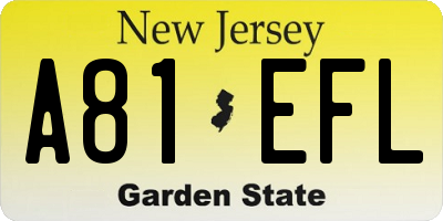 NJ license plate A81EFL
