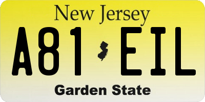 NJ license plate A81EIL