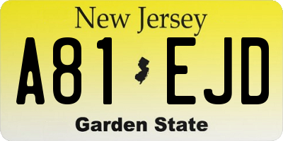 NJ license plate A81EJD