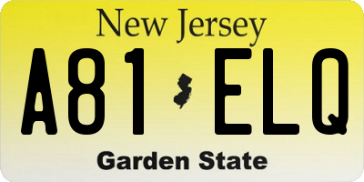 NJ license plate A81ELQ