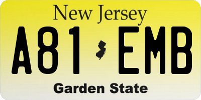 NJ license plate A81EMB