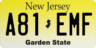 NJ license plate A81EMF