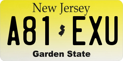NJ license plate A81EXU