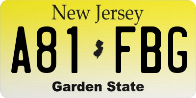 NJ license plate A81FBG