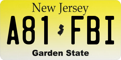 NJ license plate A81FBI