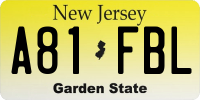 NJ license plate A81FBL