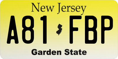 NJ license plate A81FBP