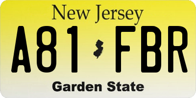NJ license plate A81FBR