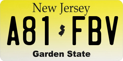 NJ license plate A81FBV