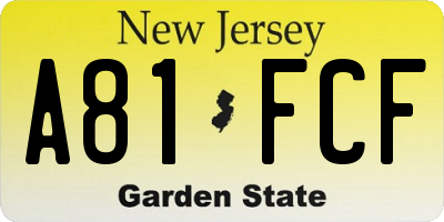 NJ license plate A81FCF
