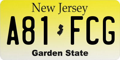 NJ license plate A81FCG