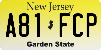 NJ license plate A81FCP