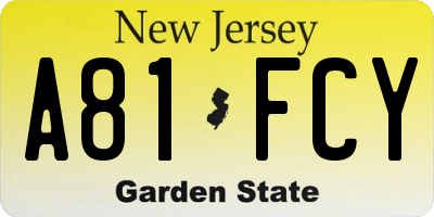 NJ license plate A81FCY