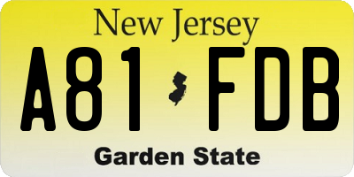 NJ license plate A81FDB