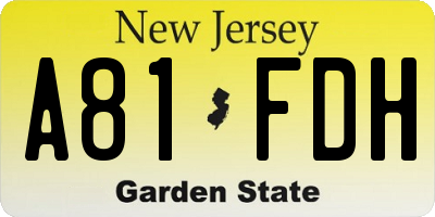 NJ license plate A81FDH