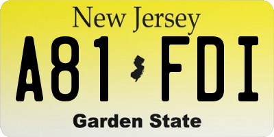 NJ license plate A81FDI