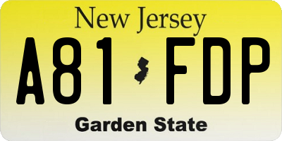 NJ license plate A81FDP
