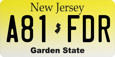 NJ license plate A81FDR