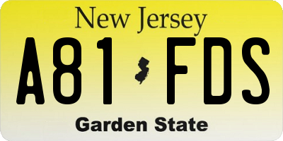 NJ license plate A81FDS