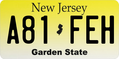 NJ license plate A81FEH