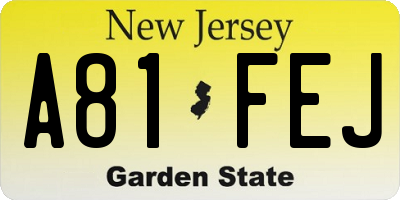 NJ license plate A81FEJ