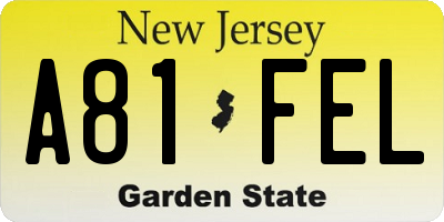 NJ license plate A81FEL