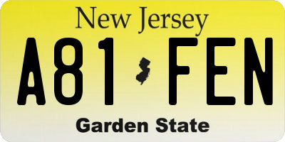 NJ license plate A81FEN