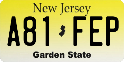 NJ license plate A81FEP