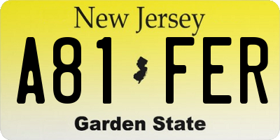 NJ license plate A81FER